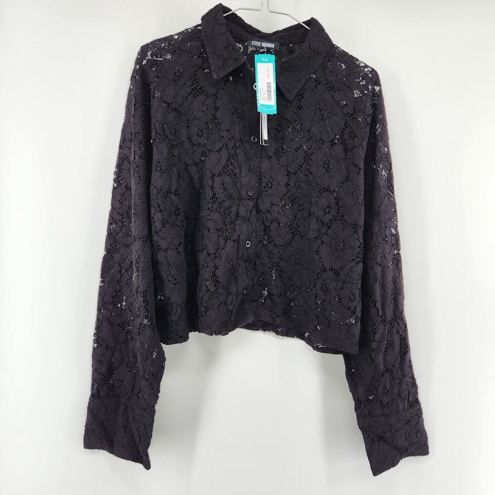 Steve Madden Women's Black XL Jaiya Lace Top NWT